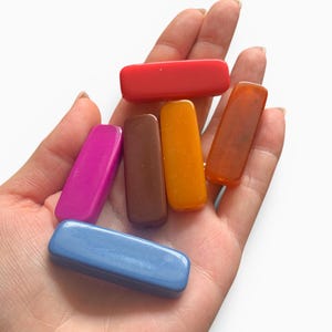 Large Rectangle Resin Beads 45x15mm, Set of 10 Acrylic Beads, Statement Necklace Supplies, Choose Color, Made in Italy