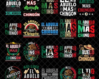 El Abuelo Mas Chingon PNG Bundle, Mexican Flag Father's Day Gift (Digital Download)