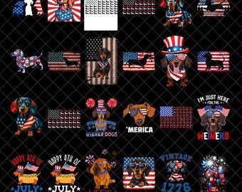 Dachshund 4th of July PNG Bundle, Patriotic Dog Lover Graphics (Digital Download)