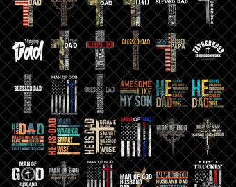 Blessed Dad PNG Bundle, Christian Papa Sublimation Design (Digital Download)