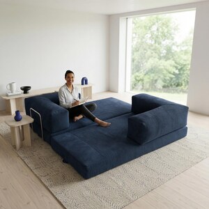 Cozy Modular Floor Sofa Bed for Home Theater Setup, Movie Nights, and Lounging with Washable Covers and Extra Slipcover Option