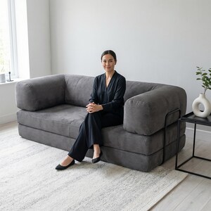 Cozy Modular Floor Sofa Bed for Home Theater Setup, Movie Nights, and Lounging with Washable Covers and Extra Slipcover Option