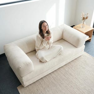 Cozy Modular Floor Sofa Bed for Home Theater Setup, Movie Nights, and Lounging with Washable Covers and Extra Slipcover Option