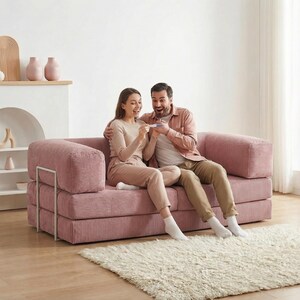 Cozy Modular Floor Sofa Bed for Home Theater Setup, Movie Nights, and Lounging with Washable Covers and Extra Slipcover Option