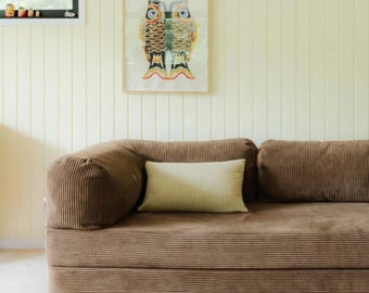 Sofá cama modular 4 en 1 de pana, multifuncional, con otomana y funda de repuesto, lavable a máquina.