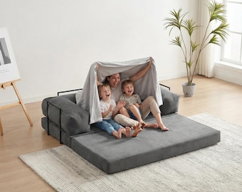 Modular Sofa Bed for Home Theater Setup, Movie Nights, and Lounging with Washable Covers and Extra Slipcover Option