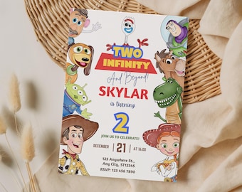 Invito di compleanno a tema Toy Story 2 Infinity, modello Canva modificabile (download digitale)