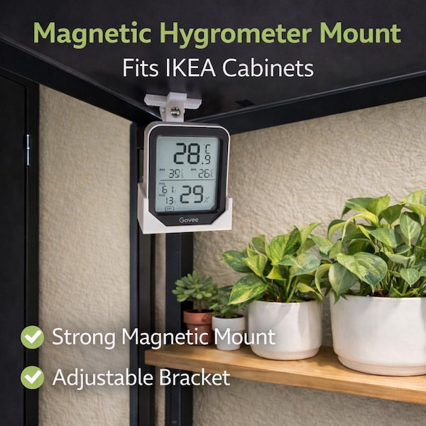 Magnetic Adjustable Mount for Govee Hygrometer H5075 | IKEA Milsbo Rudsta Fabrikor | Magnetic Thermometer Holder