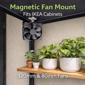 Magnetyczny uchwyt wentylatora do szafek IKEA | Regulowany uchwyt wentylatora chłodzącego 120 mm i 80 mm | Wentylacja szafek na rośliny | Milsbo Rudsta Fabrikor
