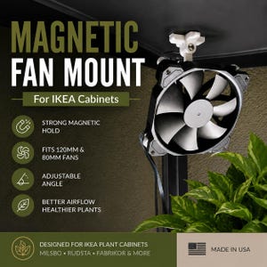 Magnetic Fan Mount for IKEA Cabinets | Adjustable 120mm & 80mm Cooling Fan Bracket | Plant Cabinet Ventilation | Milsbo Rudsta Fabrikor