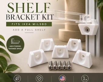 IKEA Milsbo Extra Shelf Bracket Set - Add Shelves to Your Cabinet or Display Case