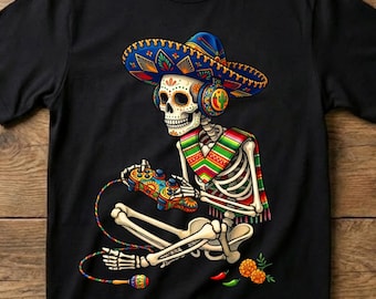 Garçon gamer Cinco De Mayo PNG | Squelette de joueur mexicain garçon PNG | Graphique de contrôleur de crâne de sucre | Chemise Gamer Fiesta pour garçon | Téléchargement numérique