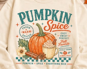 Pumpkin Spice PNG | Fall Coffee Sublimation Design | Autumn Pumpkin Shirt Graphic | Digital Download