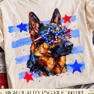 Patriotic German Shepherd PNG | 4th of July PNG | Preppy Stripes Painted Png | Patriotic Dog Mom | Usa Dog Shirt | Digital Download