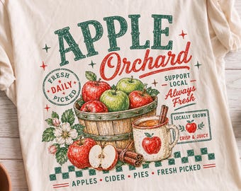 Apple Orchard PNG | Fall Apple Sublimation Design | Autumn Fruit Shirt Graphic | Digital Download