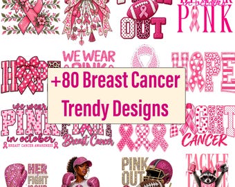 80+ Breast Cancer PNG Bundle | Breast Cancer Awareness Designs | Digital Download