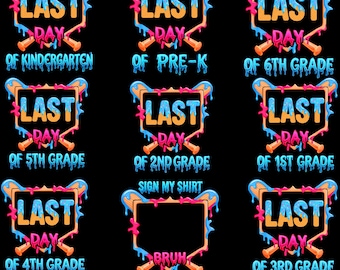Boys Last Day of School PNG Bundle | Last Day Of School Autograph Shirt | Baseball Drip Front Back Sign My Shirt | Boy End of Year Shirt