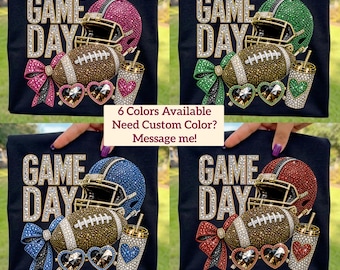 Game Day Girl PNG | Bundle 6 Football Png Designs | Rhinestone Football Png | Glam Football Shirt Graphic |  Digital Download