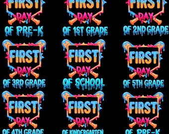 Boys First Day of School PNG Bundle | 1st Day Of School Shirt | Baseball Drip Back To School Shirt | Digital Download