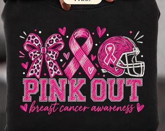 Pink Out Breast Cancer PNG | Football Breast Cancer Awareness Shirt Graphic | Digital Download