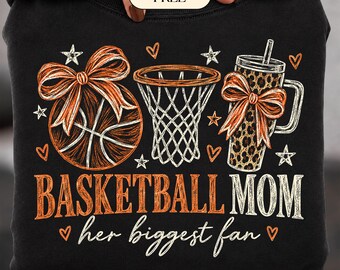 Basketball Mom PNG | Her Biggest Fan Sublimation | Game Day Basketball Bow Shirt Design | Digital Download