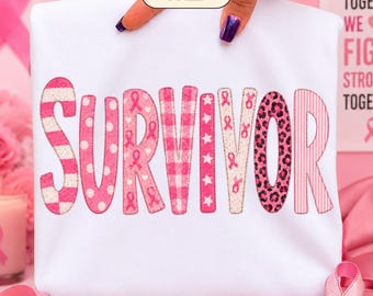 Survivor Breast Cancer PNG | Breast Cancer Awareness Shirt Graphic | Digital Download