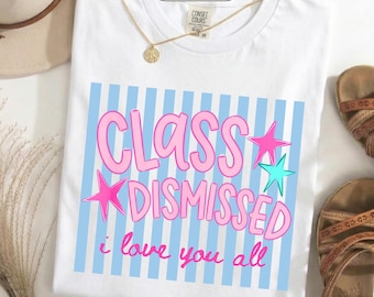 Classe rejetée PNG | Sublimation pour professeur preppy | Graphique du dernier jour d'école | Chemise de fin d'année rayée bleue | Téléchargement numérique