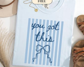 Vous avez ce PNG | Sublimation du jour du test BCBG | Graphisme coquette noeud pour professeur | Chemise rayée bleue pour professeur | Téléchargement numérique