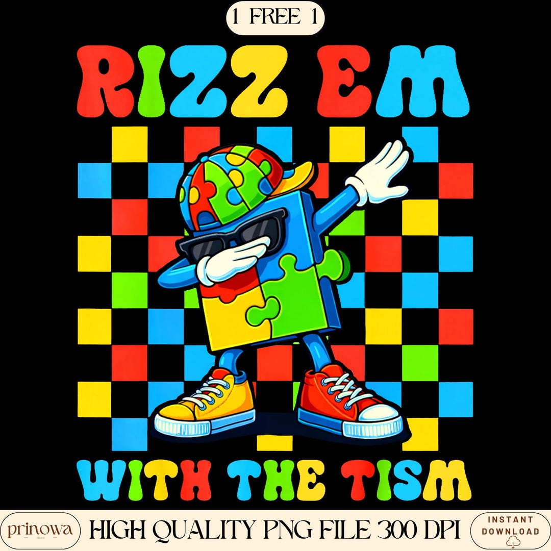 Autistic Rizz Kid Rizz Them With the Tism Autism Kids PNG | Dabbing Puzzle Autism Design ...