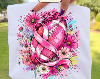 Football Breast Cancer PNG | Football Breast Cancer Awareness Shirt Graphic ( Digital Download)