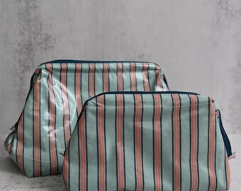 Blue and Pink Striped Wash Bags