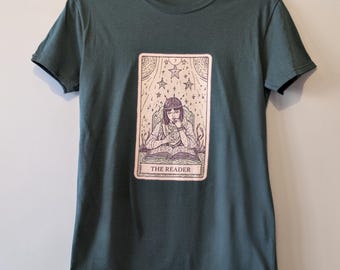 The Reader T-Shirt | Book Lover Tarot Design | Literary Graphic Tee | Gift for Readers & Bookworms