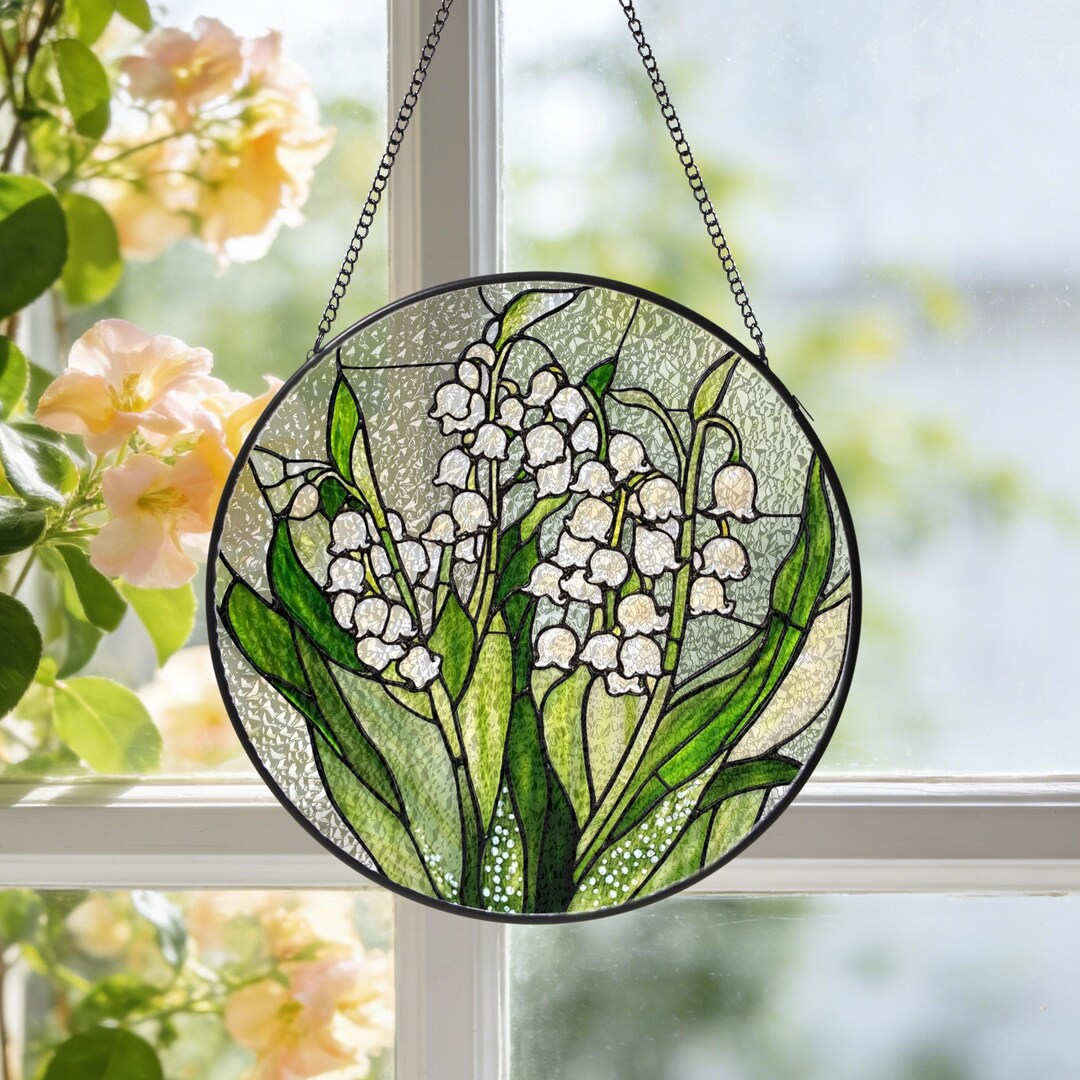 Lily of the Valley Stained Glass Suncatcher, Birth Flower Window ...