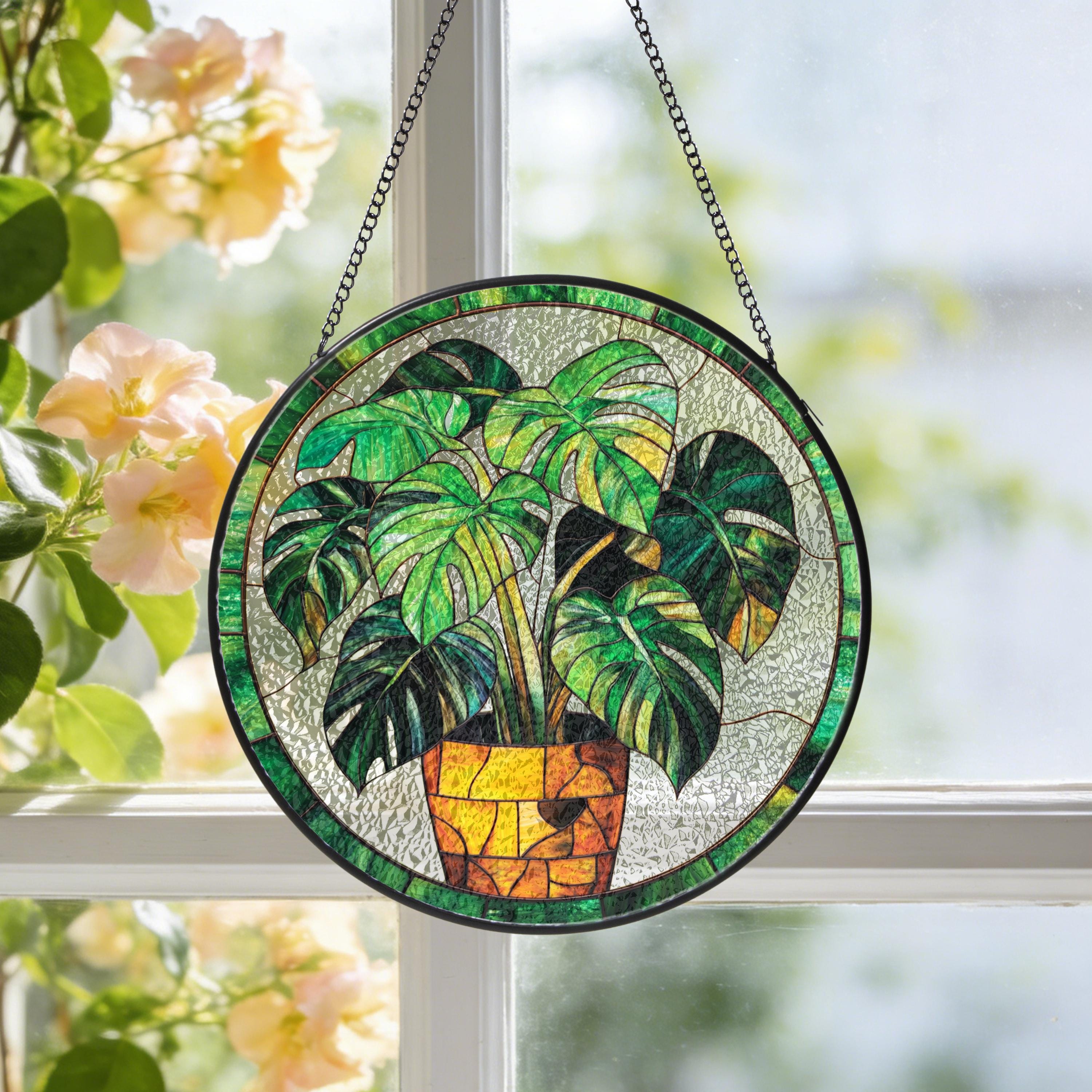 Monstera Stained Glass Suncatcher, Plant Sun Catcher, Monstera Window ...