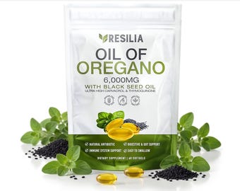 Resilia Oil of Oregano 6000mg with Black Seed Oil – Immune Digestive Support (60 Softgels)