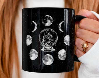 Gepersonaliseerde heksenmok, gotische maanfase-koffiekop