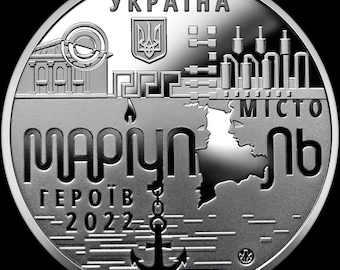 Ciudad de los Héroes – Medalla de Mariúpol / Homenaje a los Defensores de Azovstal / Moneda conmemorativa de la guerra de Ucrania / Coleccionable ucraniano