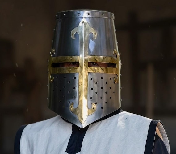 handmade madieval helmet Crusader Knight Templar … - image 1