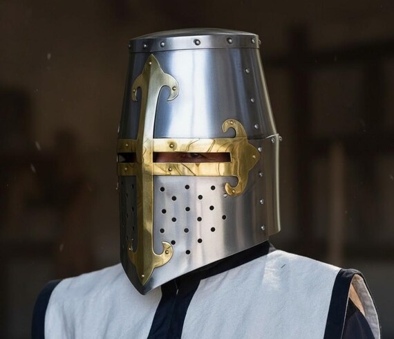 handmade madieval helmet Crusader Knight Templar … - image 2