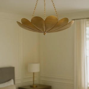 Mid-Century Modern Brass Sputnik Chandelier, Retro Starburst Globe Ceiling Light, Floral Atomic Pendant Fixture for Living Room Decor