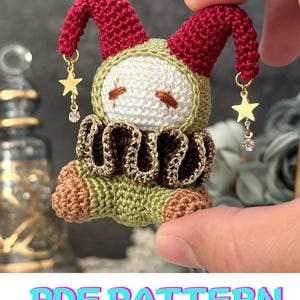 PDF Crochet Pattern: Clown/Pierrot Amigurumi Pattern, Eerie and Splendid Vintage Circus Clown, Tiny Art Doll Tutorial by TANUNARU