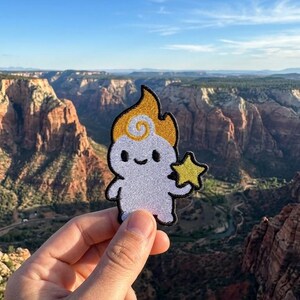 Light Star Flame Patch, Cute Friend Star Patch, Embroidered Iron On Sew On Patch, Aesthetic Fabric Patch