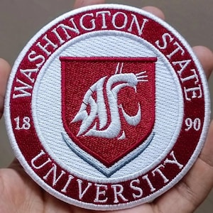 Washington State University Logo Iron On Patch - Sew Patch - Embroidered Patch for Jackets, Bags, Apparel