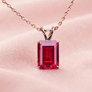 Octagon Ruby Pendant, Rectangle Ruby Pendant, Radiant Cut Ruby Pendant, Vintage Ruby Pendant, Red Ruby Pendant, Ruby Pendant, Created Ruby