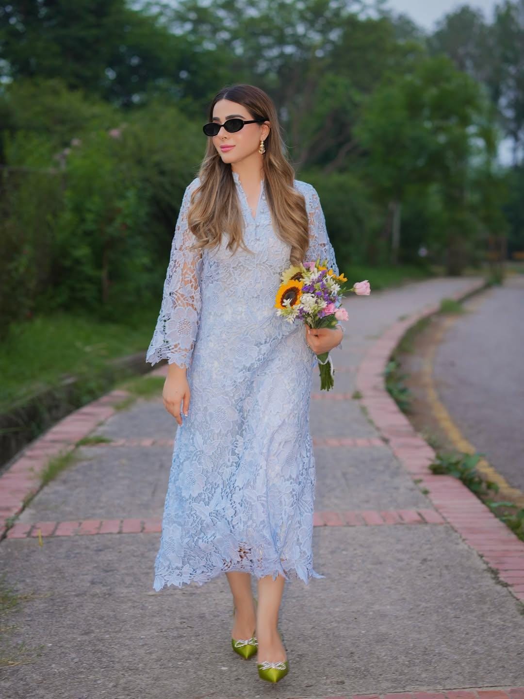blue dress for baby girl Plus Size Azure Ruffle Puff-Sleeve Dress – DESINOOR.COM
