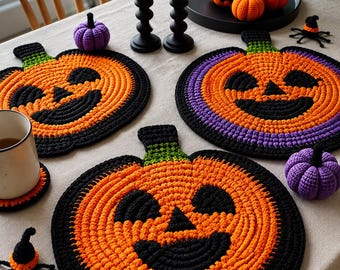 Boho Crochet Halloween Table Runner Pattern Pumpkin Mandala Table Decor Chunky Crochet Dining Table Runner PDF Autumn Home Decor DIY Pattern