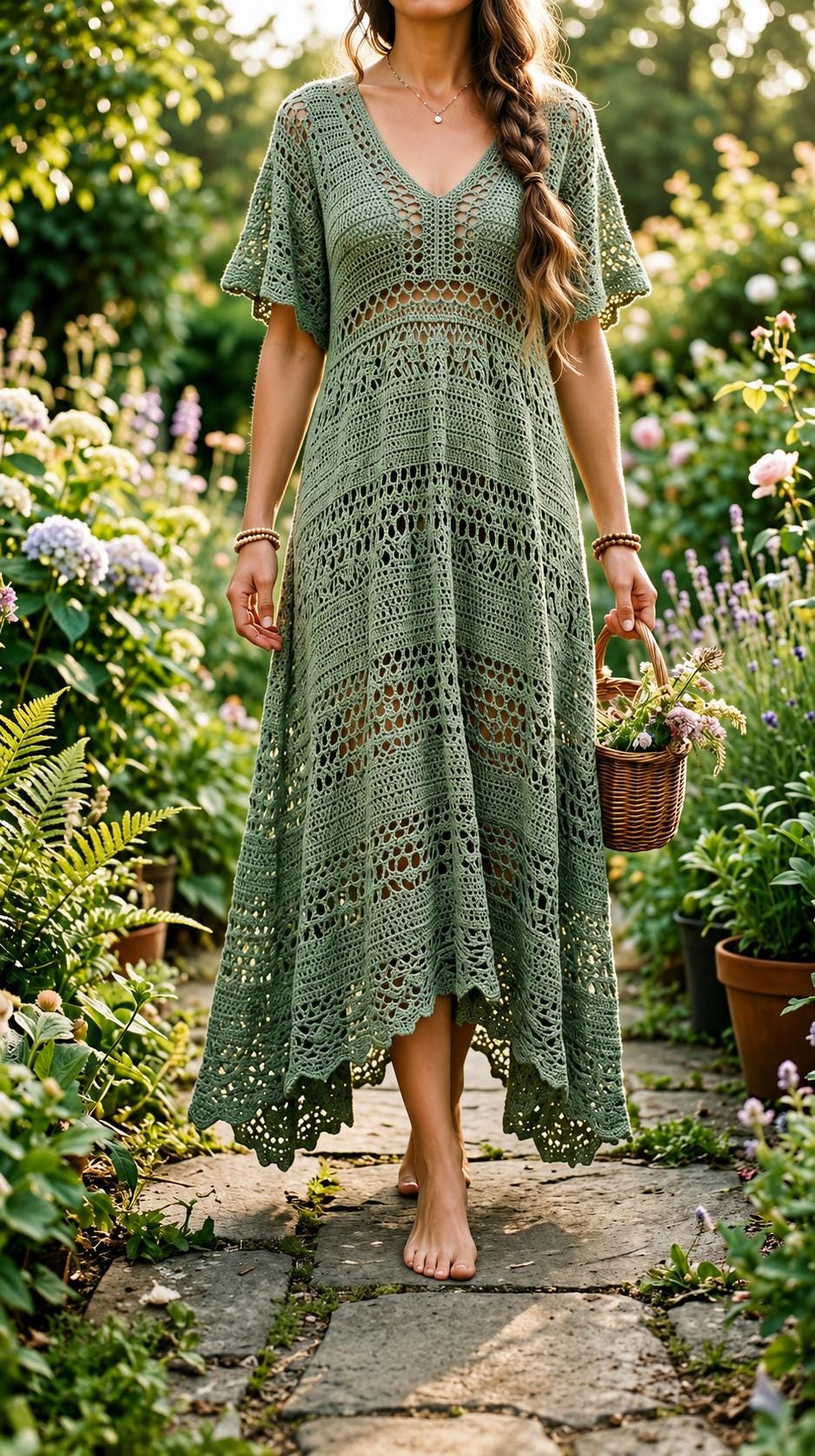 40 Maxi Dress Crochet Patterns to Make Stunning Handmade Outfits 38 Crochet Lace Maxi Dress Floral Boho Wedding Gown Tutorial