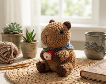 Capybara Amigurumi Crochet Pattern PDF, No Sew Plush Tutorial, Easy Chenille Yarn Capybara, Beginner Friendly DIY Gift
