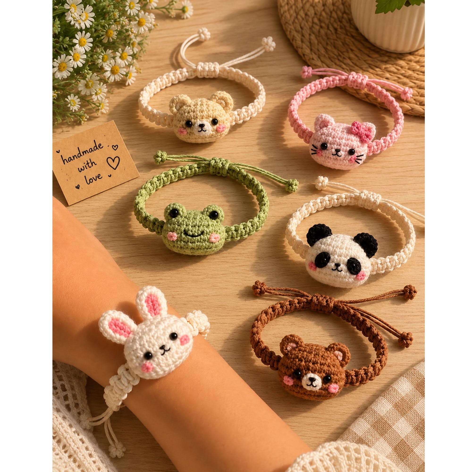 Crochet Animal Bracelet Pattern Bundle Cute Bunny Bear