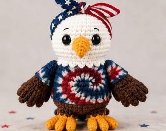 Patriotic Eagle Crochet Pattern PDF | American Eagle Amigurumi Doll | Uncle Sam Toy | 4th of July Decor